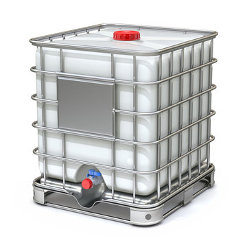 White plastic water storage tank