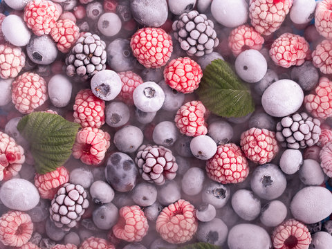 Frozen assorted berries background