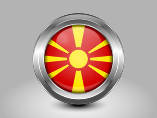 Flag of Macedonia. Metal Round Icon