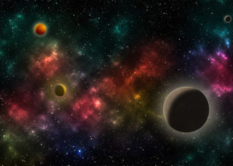 Fototapeta na wymiar planets and stars