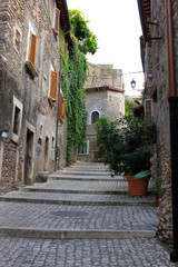 Fototapeta na wymiar Street in Tivoli, small town near Rome