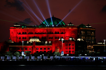 Laser show at the Emirates Palace, Abu Dhabi, United Arab Emirates