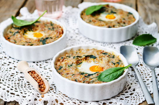 Buckwheat Spinach Cheese Egg Casserole