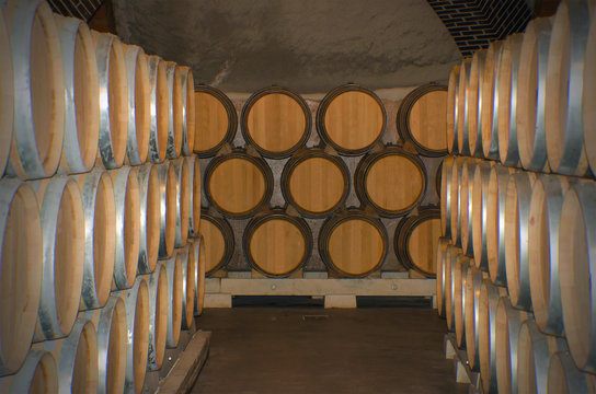 Wine wooden barrels