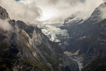 Glaciers and permanent snow on Eiger, near Grindelwald, Switzerland