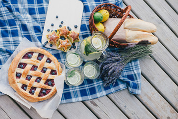 Cozy picnic near lake