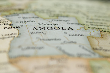 Macro of Angola on a globe