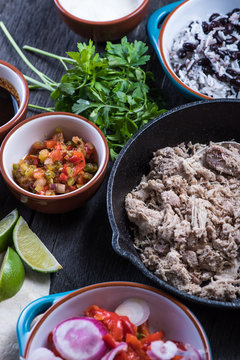 Ingredients for traditional mexican burrito