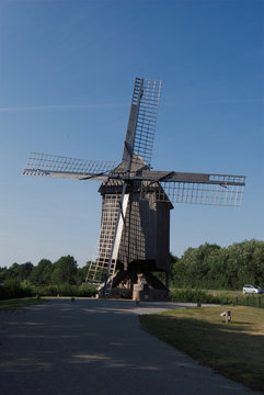 Restaurierte Bockwindmühle in Weseke, Münsterland, Deutschland, Europa