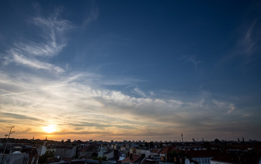 berlin cityscape sundown