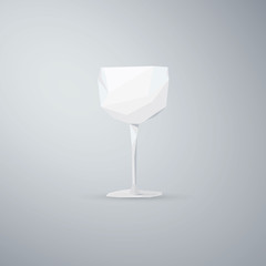 Wine glass object. Low poly 3d design. Alcohol drink symbol