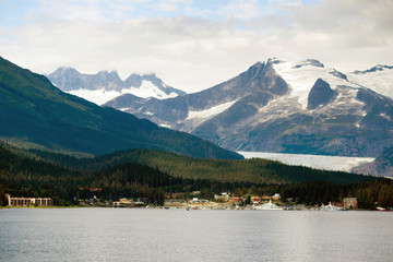 Ferry Boat View Leaving Ship Port Juneau Alaska United States