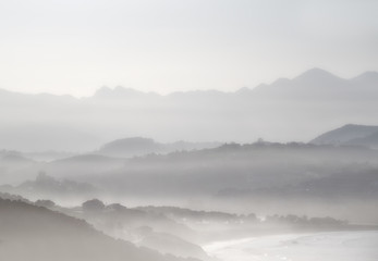 Misty morning. San Vicente de la Barquera, Cantabria,northern Spain.