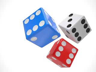 three dices on white