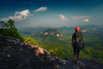 Fototapeta premium Young lady with backpack