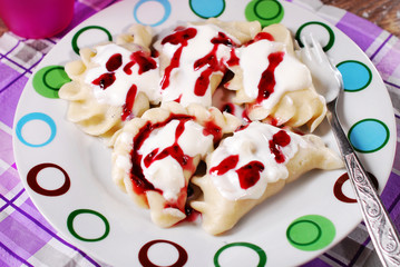 homemade dumplings with blueberry filling
