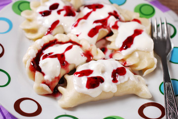 homemade dumplings with blueberry filling