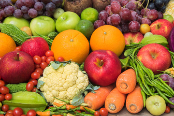 Naklejka na ściany i meble Group of fresh vegetables and fruits organics for healthy