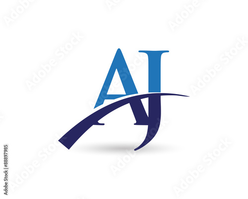  AJ Logo Letter Swoosh Stock image and royalty free 