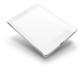 Tablet computer with blank screen.