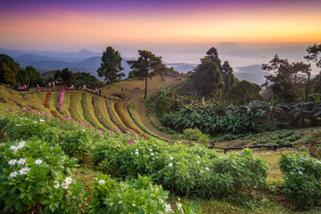 A beautiful sunrise at viewpoint of huay nam dung national park