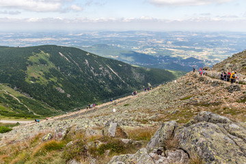 Fototapeta premium Landscape with mountain and nice cloud in Krkonose in Czech republic 
