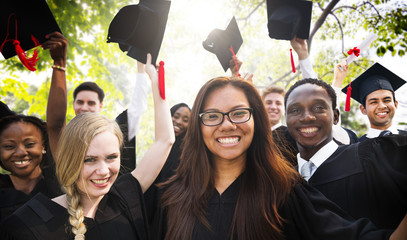 Diversity Students Graduation Success Celebration Concept