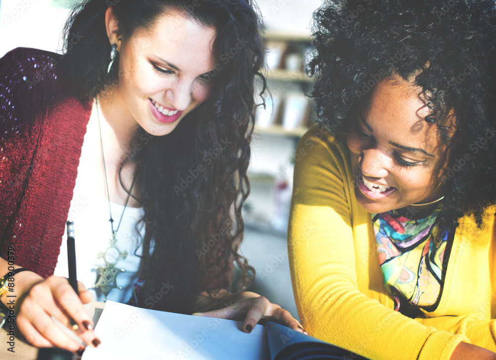 Wall mural Women Discussion Research Teamwork Concept