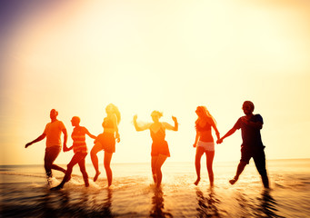 Fototapeta na wymiar Friendship Freedom Beach Summer Holiday Concept