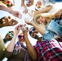Diverse People Toast Wine Party Concept