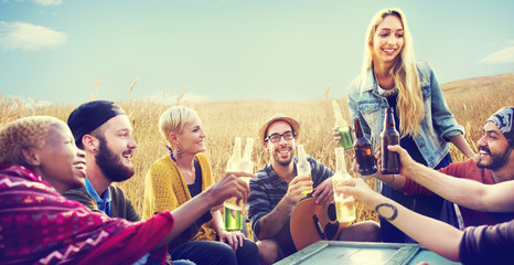 Diverse People Friends Hanging Out Happiness Concept
