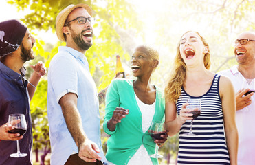 Diverse People Friends Hanging Out Drinking Concept