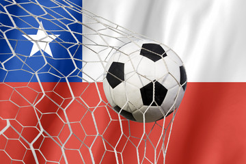 Soccer ball on the chile flag