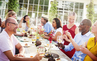 Diverse People Luncheon Outdoors Hanging out Concept