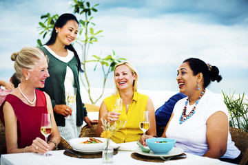 Diverse Neighbors Drinking Party Rooftop Concept