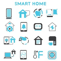 smart home icons, blue theme