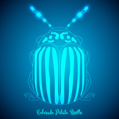 Colorado Potato Beetle and abstract backgrounds blue lights.vect