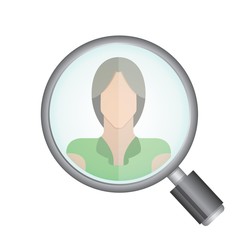 magnifier glass and a woman