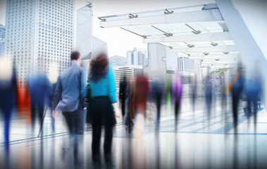 Fototapeta premium Business People Rush Hour Walking Commuting City Concept