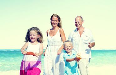 Family Beach Enjoyment Holiday Summer Concept