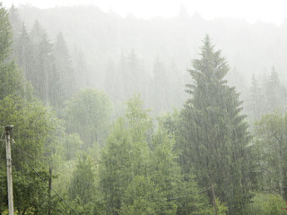 downpour in the mountains