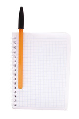 Notebook with ballpoint pen isolated