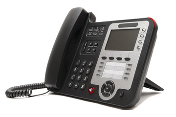 Black IP office phone isolated on white background - 88908193