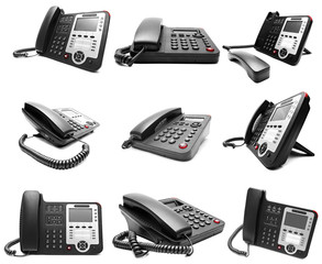 Set of Black IP office phone isolated © korionov