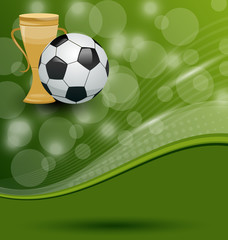Naklejka premium Football card with ball and prize