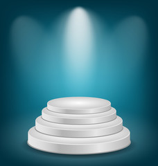 Empty white podium with light