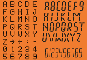 Pixel font and numbers and Digit Alphabet set