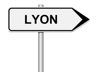 Panneau direction Lyon