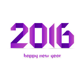 New 2016 year greeting card made in purple polygonal origami style
