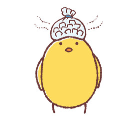 頭を冷やすヒヨコ © TAMAGO POTATO